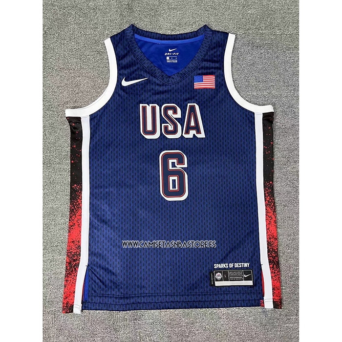 LeBron James NO 6 Camiseta USA 2025 Azul